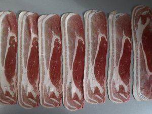 Nebeneinanderliegende Baconscheiben